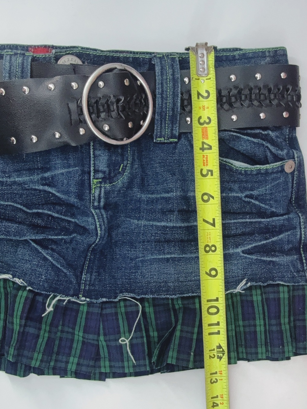 Z. Cavaricci jean plaid mini punk skirt 5 Y2k - Picture 4 of 6